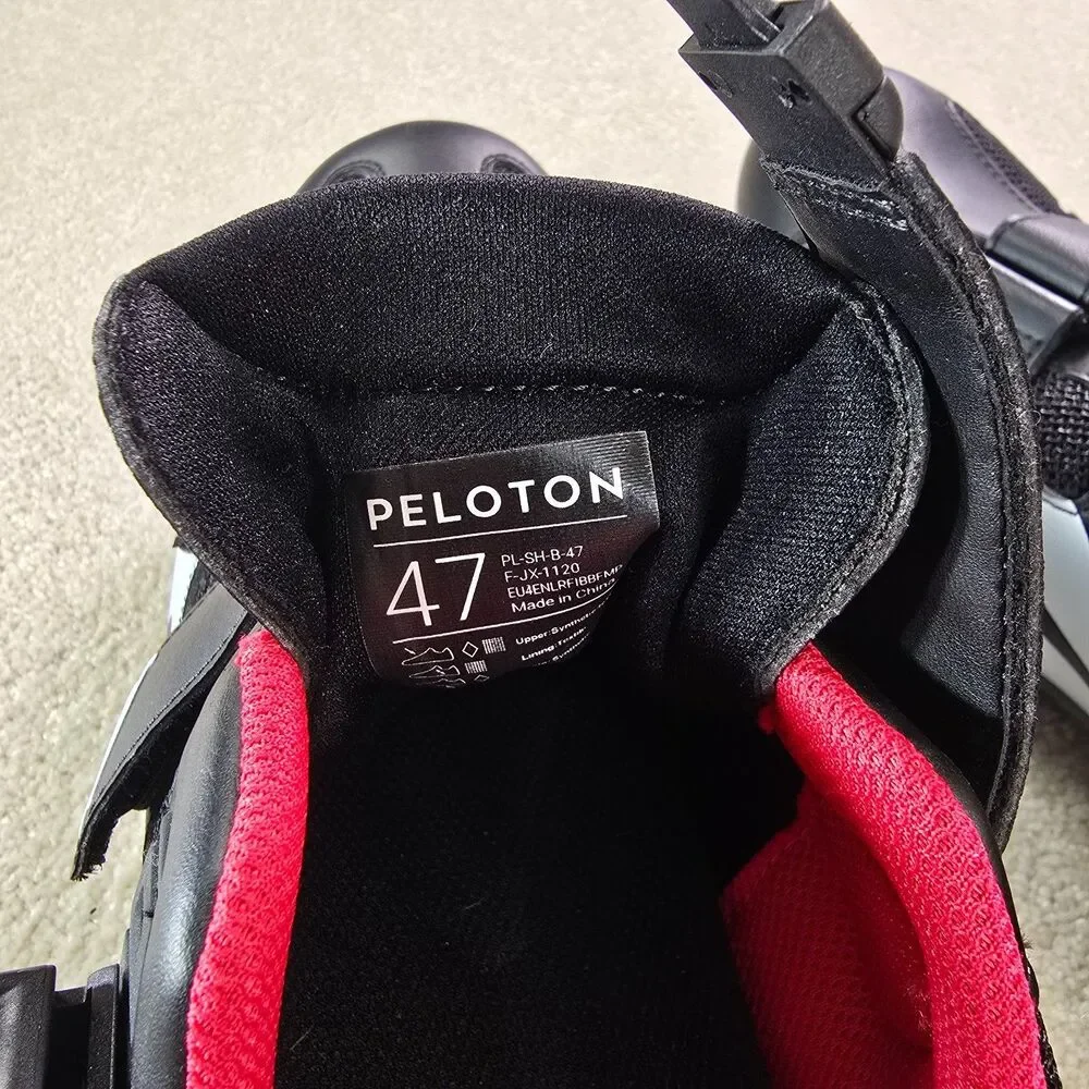 Peloton Cycling Shoes Mens Euro 47 US 13 SPD-SL Cleats Black Red Indoor Bike EUC
